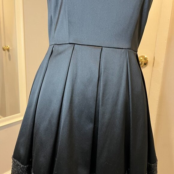 Taylor Black Fit and Flare Cocktail Dress with Sequined Bottom, Size 2 - Picture 3 of 15